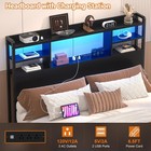 Aheaplus Headboard Twin Size With Led Light  Power Outlets  Usb Ports  Black