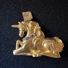 Vtg Estee Lauder Solid Perfume Compact 2001 Gold Unicorn Pleasures Scent