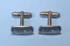 Vintage Pair Of Silver Tone Metal Fly Fishing Fisherman Cufflinks