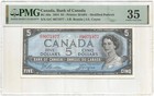 1955-61 Canada Graded Pmg Choice Vf 35  5 00 Note Beattie-coyne 1st Signature