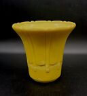 1930s Akro Agate 307 Large Bright Yellow Slag Fluted Flower Pot Vase Glows 5  x6 