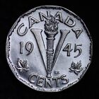 1945 Canadian Five Cent Coin Bu B043