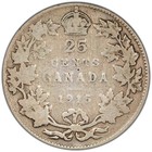 Canada 1915 25 Cents Quarter Silver Coin - Good