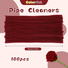 100 Pcs Wine Red Pipe Cleaners For Crafting  Diy Projects  And Decorations