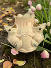 Vintage Whimsical Ceramic Three Frogs Strawberry Pot Planter Vase Marked