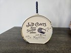 Vintage J p Coats Tin With Beaded Handle Sewing Thread Storage