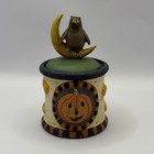 Debbie Mumm Halloween Pumpkin   Owl Candle Jar 70166 Vintage 2001 Holiday Decor