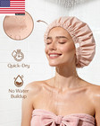 Satin Lined Shower Cap For Women Reusable Waterproof  Frizz Free   Large Bath Ca