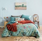  Botanical Duvet Cover 100  Egyptian Cotton 3 Pcs Set 1 Teal King Tree Leaves