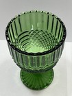 Vintage Footed Anchor Hocking Ribbed And Diamond Pattern Heavy Goblet