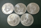 Lot Of 5 -american Siiver Eagle Bu - Random Year - Us Mint