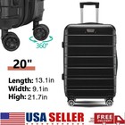 20 Inch Hardside Carry On Suitcase With Spinner Wheels Black Lightweight Luggage