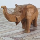 Vtg Hand Wooden Carved Elephant Statue Lightweight Solid 8  Tall India - Read