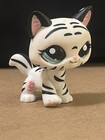 Littlest Pet Shop Lps Authentic  1498 White Black Tiger Cat Hasbro Toy