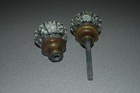 Vintage Set Of 12 Point Crystal And Brass Door Knobs W spindle