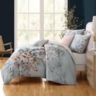Bebejan Peach Leaves On Sage 100  Cotton 5 Piece Reversible Comforter Set - King