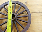 1 Small Cast Iron Wagon Wheel 6 3 4  Wide Table Cart Wheels Spoke Rustic Metal