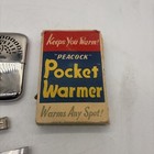 Vintage Peacock Chrome Plated Pocket Hand Warmer Original Box Bag   Extras Japan