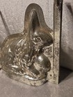 2 Mid Century Metal Chocolate Molds Bunny   Santa Claus