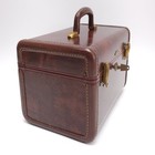 Vintage 50   s Samsonite Marbled Brown Train Makeup Case W  Key Luggage Vacation 