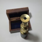 Brass Monocular Telescope Spyglass Black Wrap W Wooden Storage Box