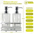 Square Glass Clear Lotion And Soap Pump Dispenser Set With Metal Stand Caddy    