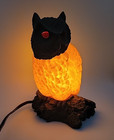 Vintage Glass Owl With Red Eyes On Resin Base Table Tv Lamp Night Light