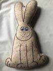 Vtg Handmade Primitive Stuffed Fabric Embroidered 11    Bunny Easter Spring Decor 