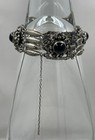 Antique Peruzzi Florence Sterling Silver Bracelet Onyx Panel Vintage 800 Bead