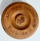 Vintage Wooden Shaving Soap Box Lavender Small Round Lid Tally Ho Vanity Trinket