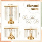 6 Pcs Crystal Gold Cake Stand Round Dessert Cupcake Holder Metal Stand Table