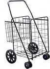 Jumbo Deluxe Foldable Utility Shopping Cart With Dual Swivel Whee And Double Bas