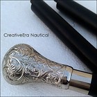 Victorian Wood Walking Stick Cane Antique Vintage Solid Brass Handle Style Gift