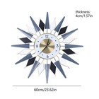 Large Starburst Metal Wall Clock Mid Century Modern Europe Style Decor 60x60cm