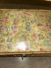 Vintage Dritz Wicker Sewing Basket Floral Design   Large Bag Of Lace And Tulle