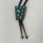 Vintage Navajo Dorothy Secatero Sterling Silver Turquoise Bolo Tie Signed Ds