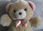 Vtg Teddy Precious Bear Plush Large 24  Peach Floral Bow Dandee Stuffed Animal