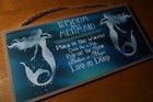 Wisdom From A Mermaid Sign Nautical Blue Teal Tropical Beach Coastal Home Decor