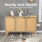 Rattan Storage Cabinet Boho Vibe Console Table Sideboard Buffet Cabinet W 3 Door