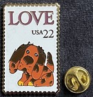Usps Stamp Pin 1985 25    Love - Puppy Dog  bigger   Soft Enamel Lapel Pin