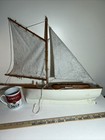 Handcrafted Vintage Heavy Wooden Sailboat Ship Model 23lx7 5wx20t