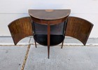 Antique Art Deco Demilune Inlaid Top Mahogany Wood Table Cabinet With Doors