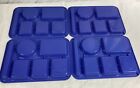 Cafeteria Lunch Food Trays 6 Compartments Stackable Set Of 4 In Blue By Get