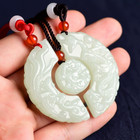 Xinjang Hetian Jade Family Necklace Dragon Phoenix Jade Pendant Withcertificate
