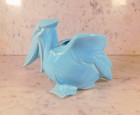 Vtg Nelson Mccoy Pottery Pelican Planter Blue Bird Mcm Art Decor Flower Pot