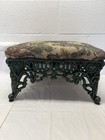 Vintage Cast Iron Footstool Floral Needlepoint Cushion Ornate Victorian Ottoman