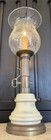 Antique 1920   s Art Deco Boudoir Metal And Glass Hurricane Shade Lamp