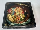 Russian Lacquer Vintage Hand Painted Box Signed 5    X 2 5   