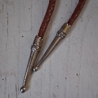 Men s Western Adjustable Bolo Tie Brown Leather Cord Silver Tone Turquoise