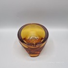 Vintage Viking Glass Amber Tripod Ashtray Mcm Mid Century Single Slot Decor